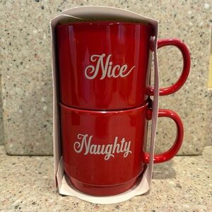Holiday Style Naughty and Nice Mugs Set, NWT